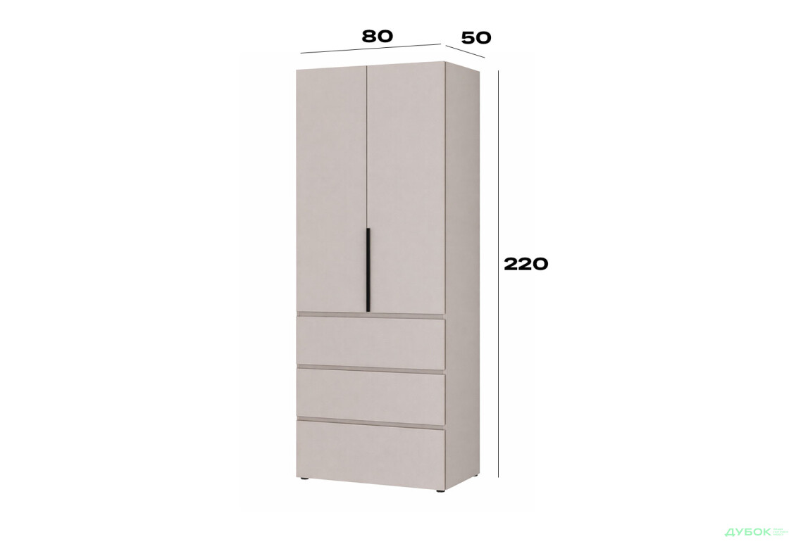 Изображение 6 - Шкаф Art In Head Light / Лайт 2-дверный с 3 ящиками 80 см, кашемир