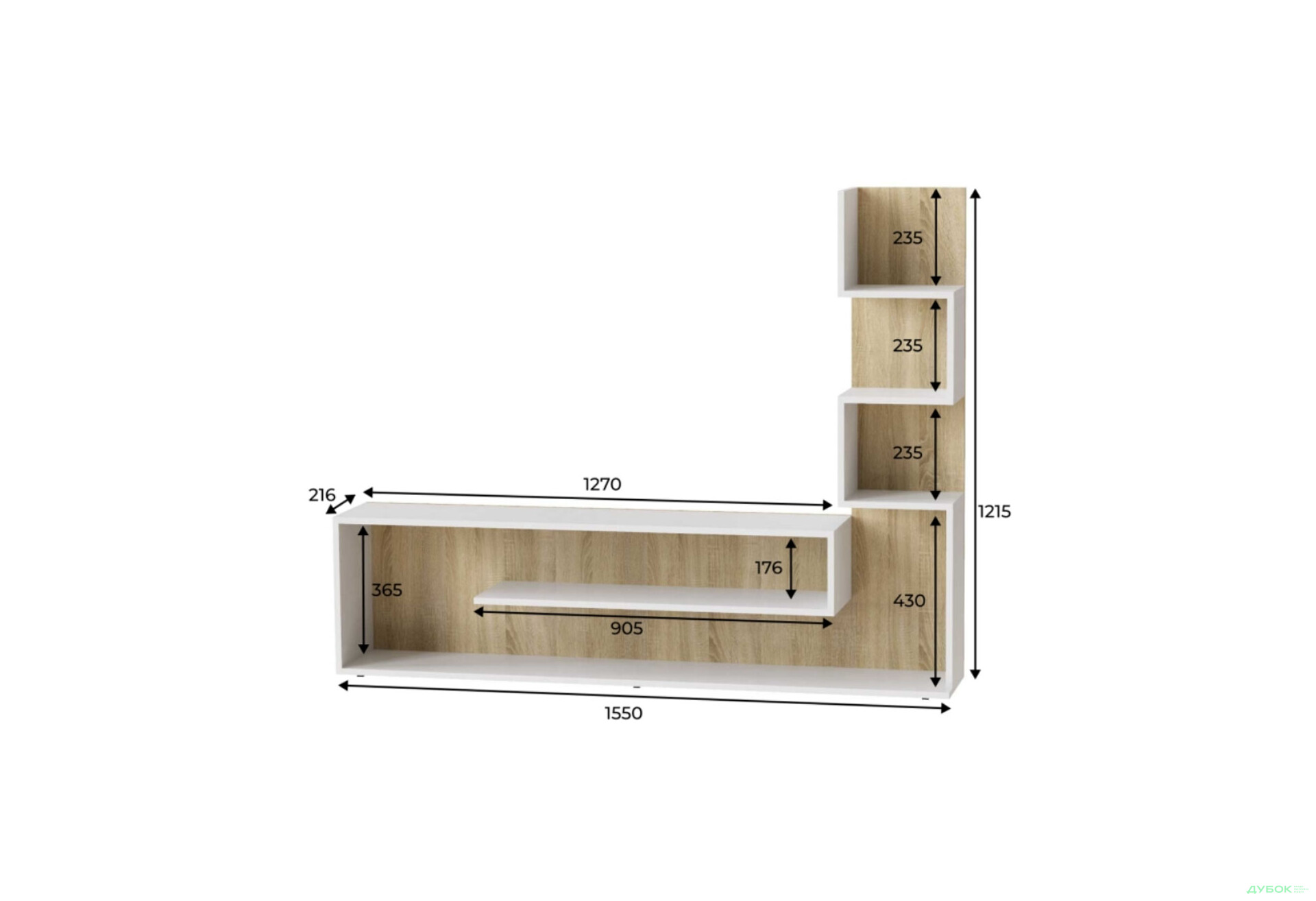 Изображение 3 - Стенка Art In Head Light/Лайт 150 см, дуб сонома/белый бриллиант
