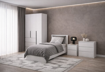 Дитяча Art In Head Light / Лайт з 3-дверною шафою і ліжком 90х200 см, білий діамант