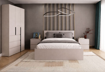 Спальня Art In Head Light/Лайт с 3-дверным шкафом и кроватью 160х200 см, кашемир