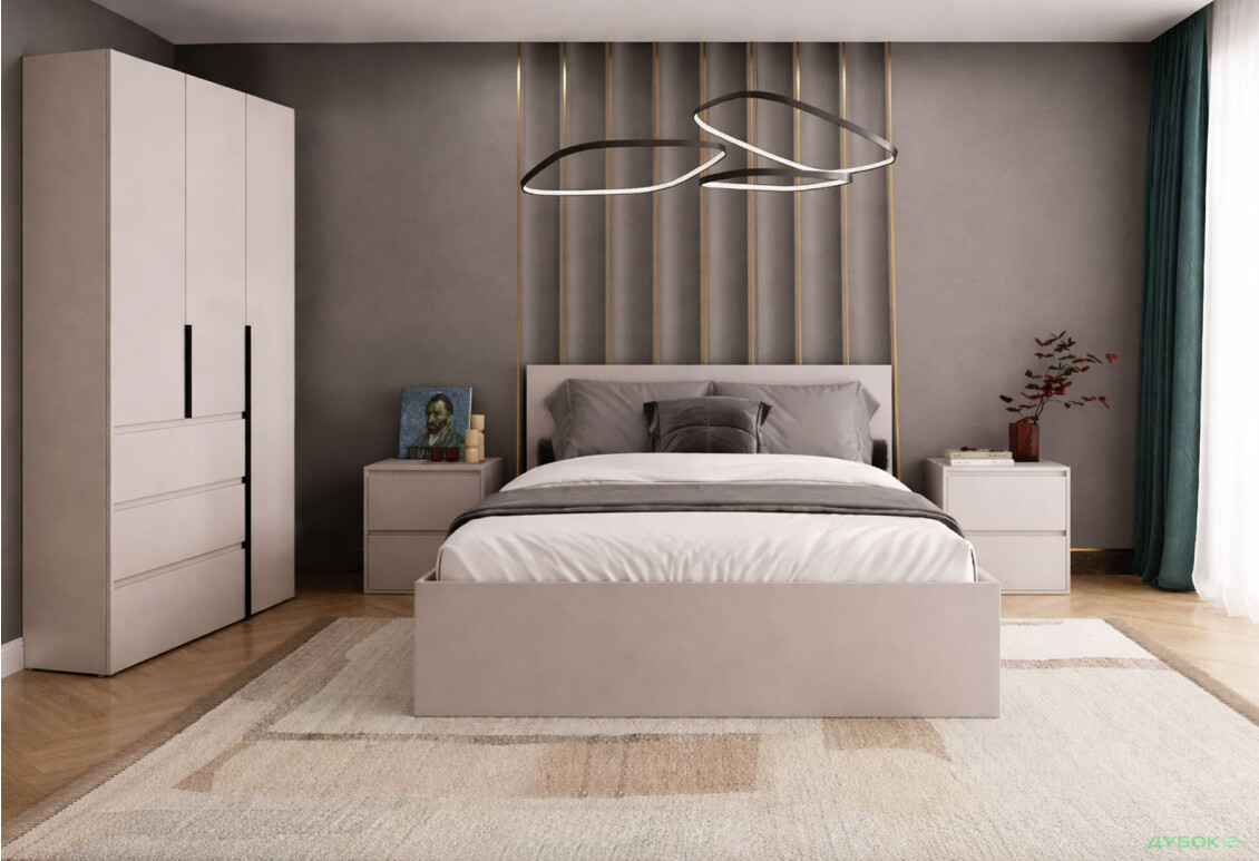 Спальня Art In Head Light/Лайт с 3-дверным шкафом и кроватью 160х200 см, кашемир