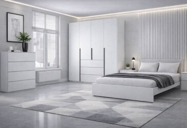 Спальня Art In Head Light / Лайт з 4-дверною шафою і ліжком 160х200 см, білий діамант