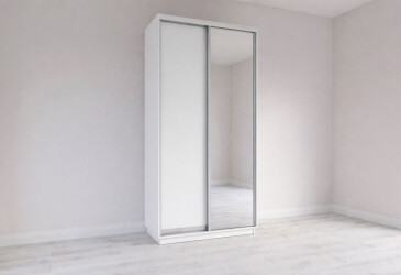 Шафа-купе Garant 2-дверна з дзеркалом 120x220x60 см німфея альба, профіль срібло