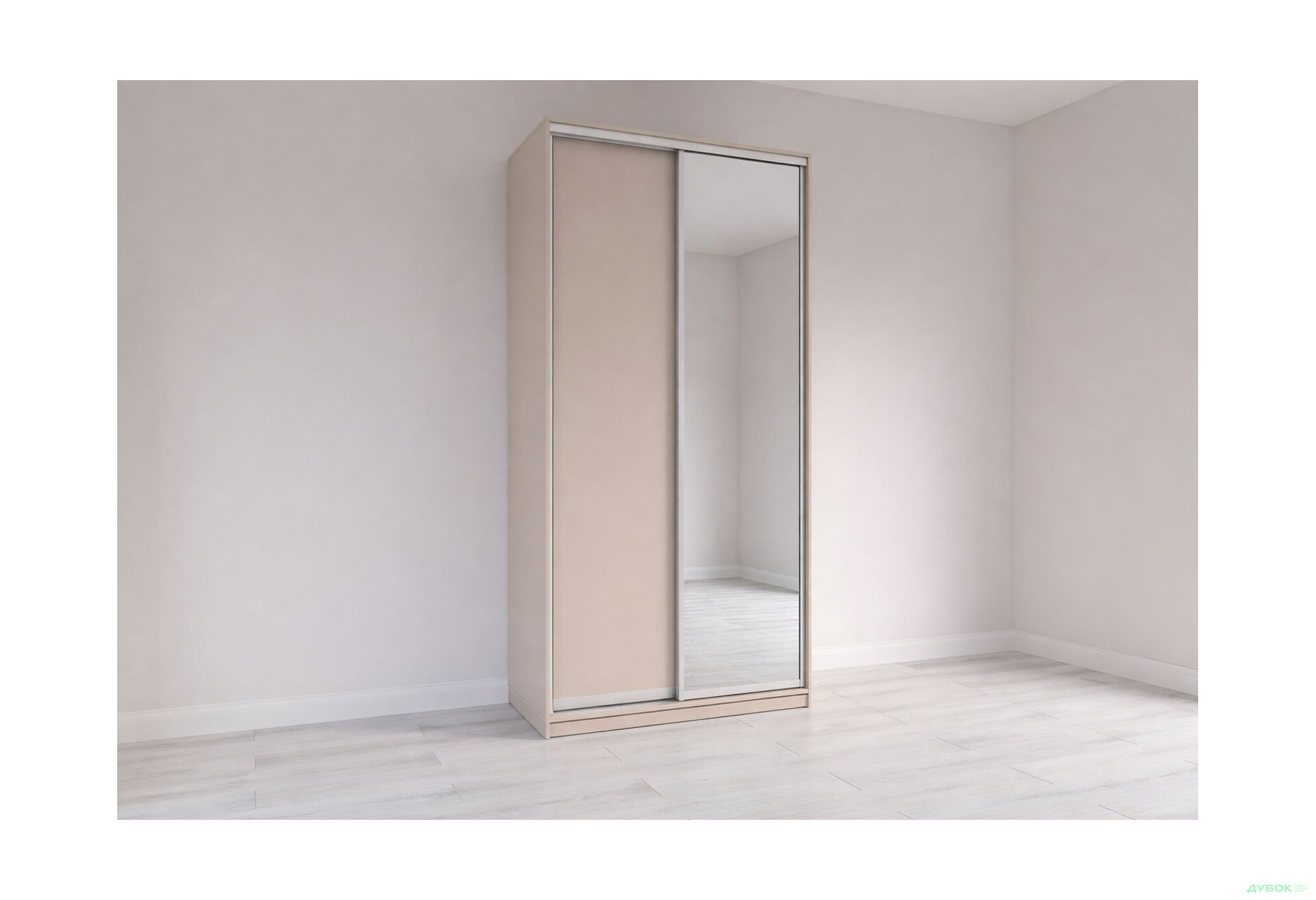 Изображение 1 - Шкаф-купе 2-дверный с зеркалом 120x220x60 см кашемир, профиль серебро