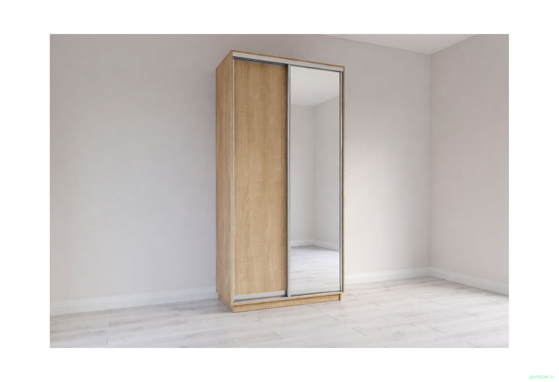 Изображение 1 - Шкаф-купе 2-дверный с зеркалом 120x240x60 см дуб сонома, профиль серебро