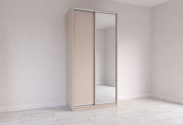 Шафа-купе Garant 2-дверна з дзеркалом 120x240x60 см кашемір, профіль срібло