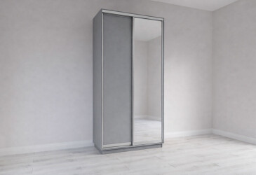 Шафа-купе Garant 2-дверна з дзеркалом 120x240x60 см сіра мишка, профіль срібло
