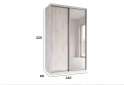 Изображение 2 - Шкаф-купе 2-дверный с зеркалом 140x220x60 см дуб крафт белый, профиль серебро