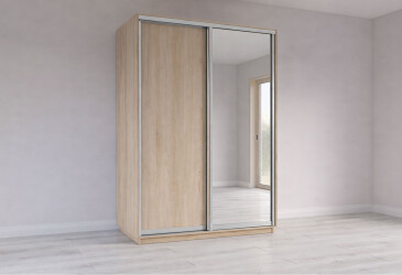 Шкаф-купе Garant 2-дверный с зеркалом 150x240x60 см дуб сонома, профиль серебро