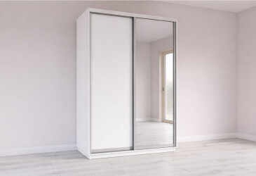 Шкаф-купе Garant 2-дверный с зеркалом 150x240x60 см нимфея альба, профиль серебро