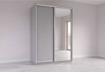 Шкаф-купе Garant 2-дверный с зеркалом 150x240x60 см серая мышка, профиль серебро