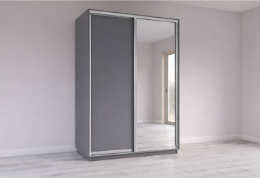 Шкаф-купе Garant 2-дверный с зеркалом 150x240x60 см графит серый, профиль серебро