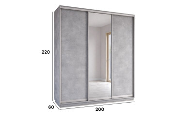 Зображення Комплект 2200x600 2ДСП 1 Дзеркало індастріал, профіль срібло