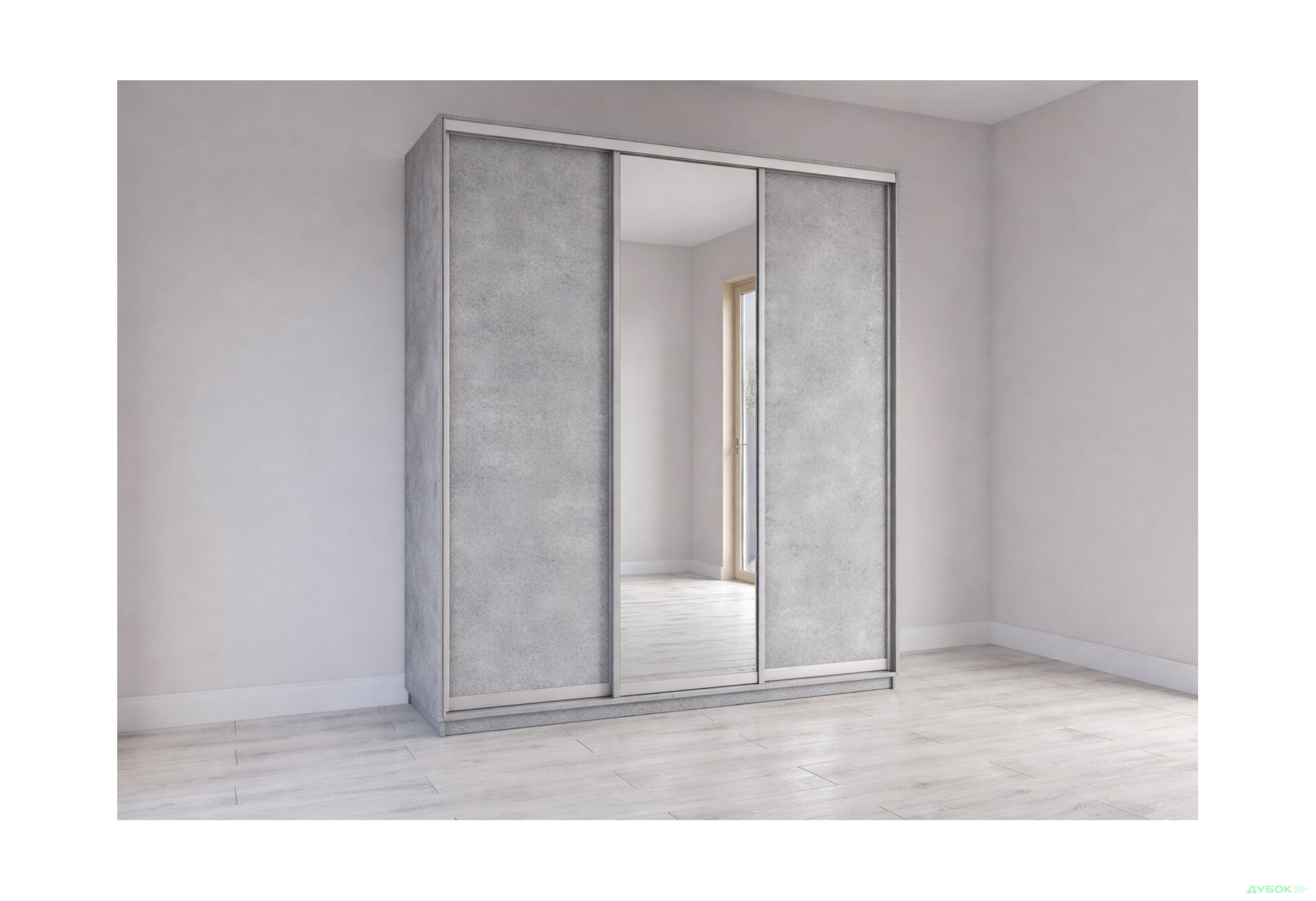 Изображение 1 - Шкаф-купе 3-дверный с зеркалом 200x220x60 см индастриал, профиль серебро