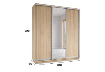 Зображення Комплект 2200x600 2ДСП 1 Дзеркало дуб сонома, профіль срібло