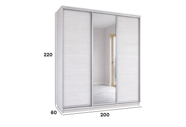 Зображення Комплект 2200x600 2ДСП 1 Дзеркало німфея альба, профіль срібло