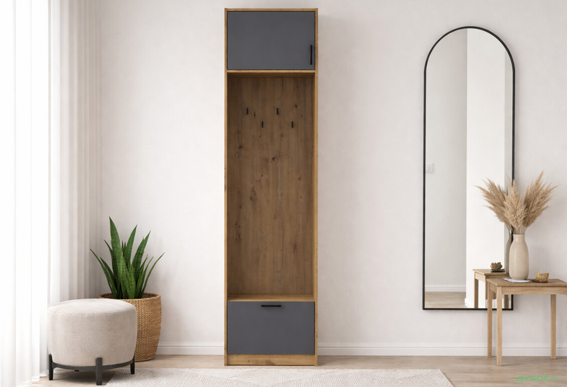 Изображение 2 - Пенал-вешалка Doros Ронди с антресолей 60 см Дуб Артизан / Графит