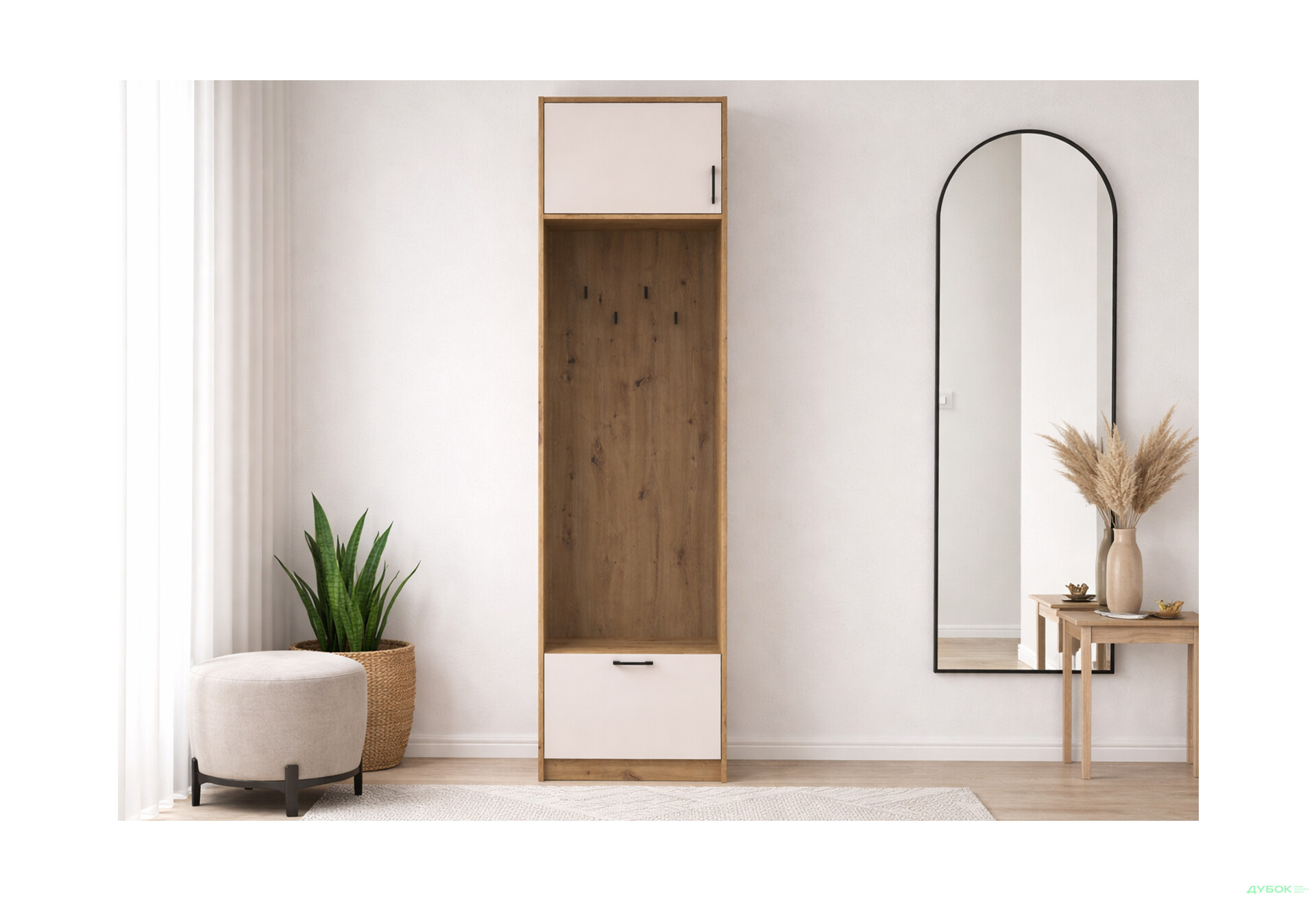 Изображение 2 - Пенал-вешалка Doros Ронди с антресолей 60 см Дуб Артизан / Кашемир