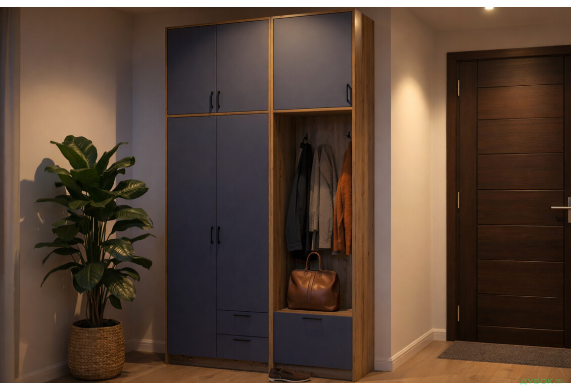 Изображение 2 - Пенал-вешалка Doros Ронди с высокой антресолей 60 см Дуб Артизан / Графит