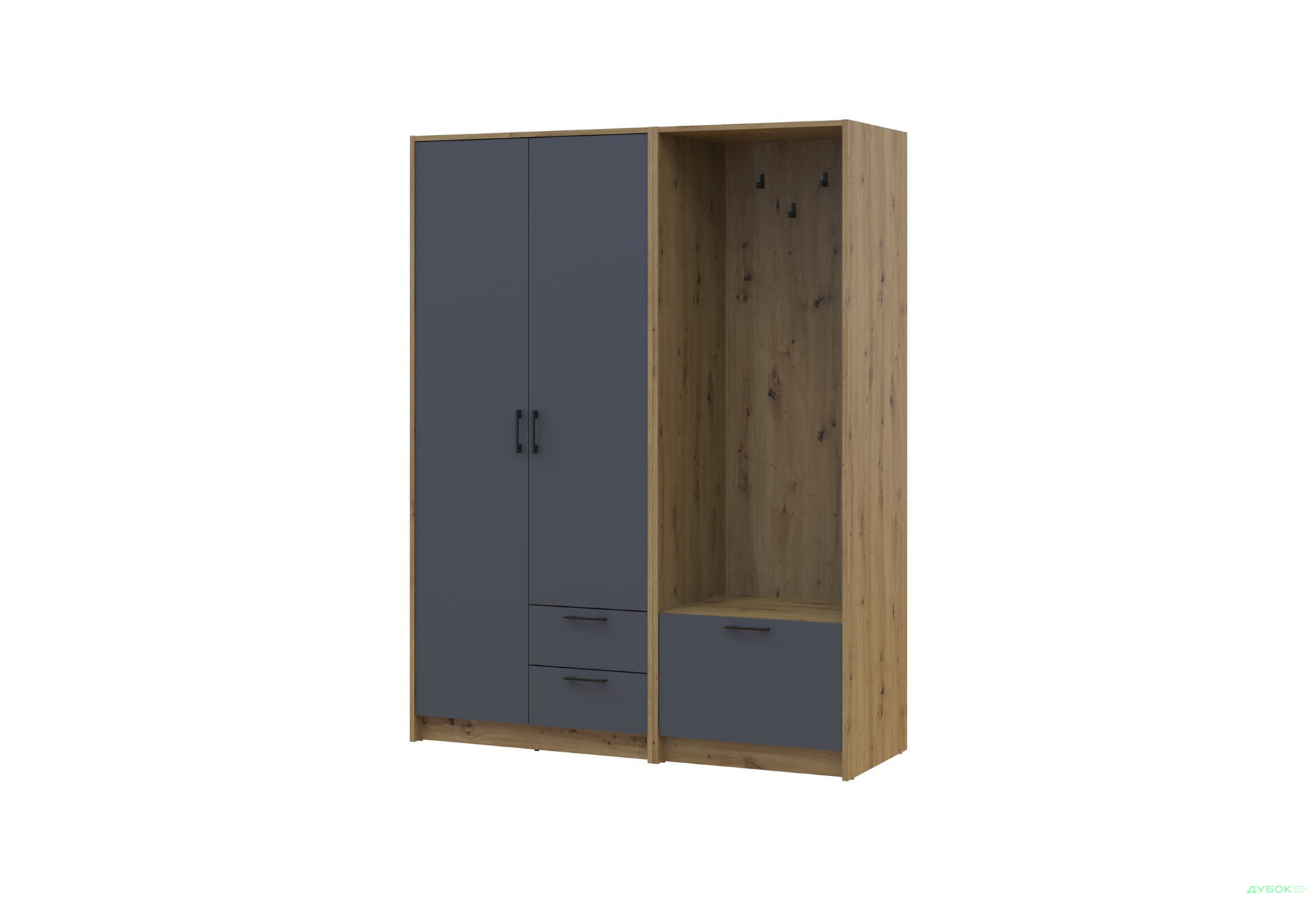 Изображение 1 - Шкаф для одежды 2 ДСП Doros Ронди с вешалкой 142 см Дуб Артизан / Графит