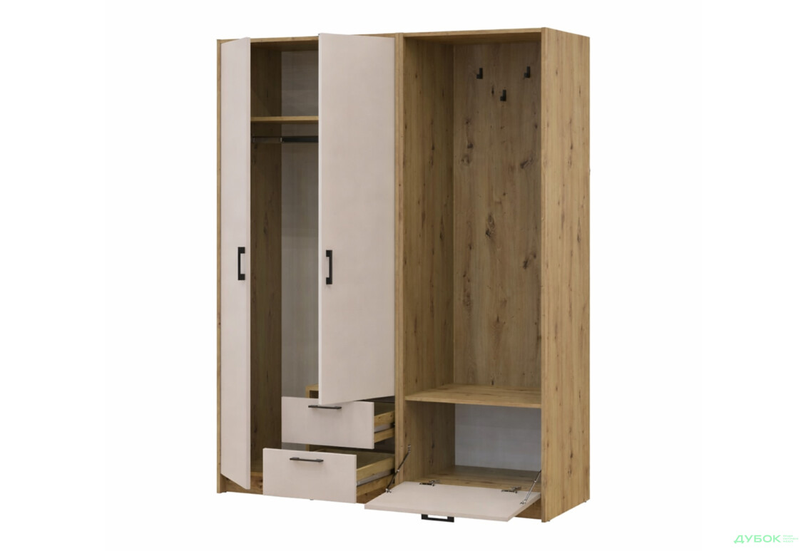 Изображение 3 - Шкаф для одежды 2 ДСП Doros Ронди с вешалкой 142 см Дуб Артизан / Кашемир