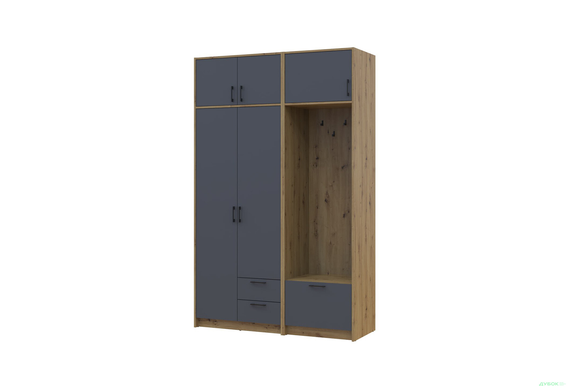 Изображение 1 - Шкаф для одежды 2 ДСП Doros Ронди с вешалкой и антресолью 142 см Дуб Артизан / Графит
