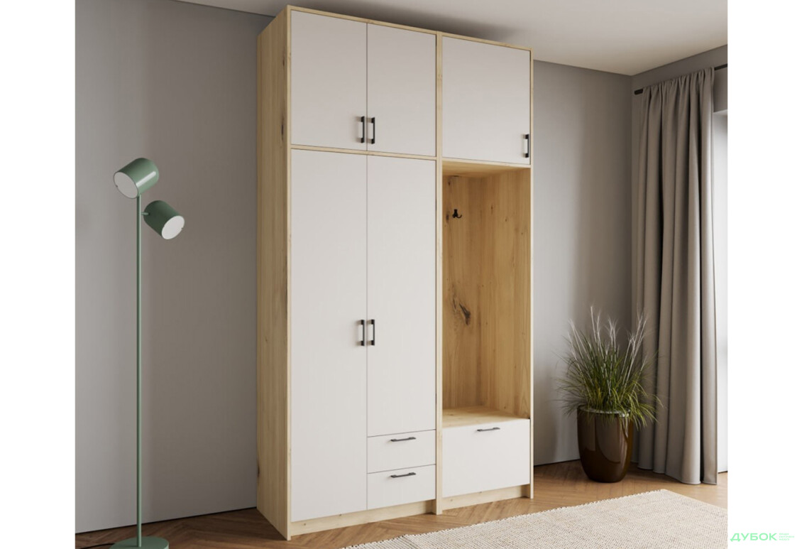 Изображение 3 - Шкаф для одежды 2 ДСП Doros Ронди с вешалкой и высокой антресолью 142 см Дуб Артизан / Кашемир