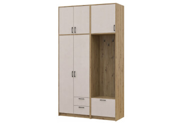 Шкаф для одежды 2 ДСП Doros Ронди с вешалкой и высокой антресолью 142 см Дуб Артизан / Кашемир