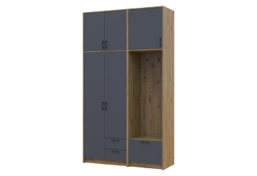 Шкаф для одежды 2 ДСП Doros Ронди с вешалкой и высокой антресолью 142 см Дуб Артизан / Графит