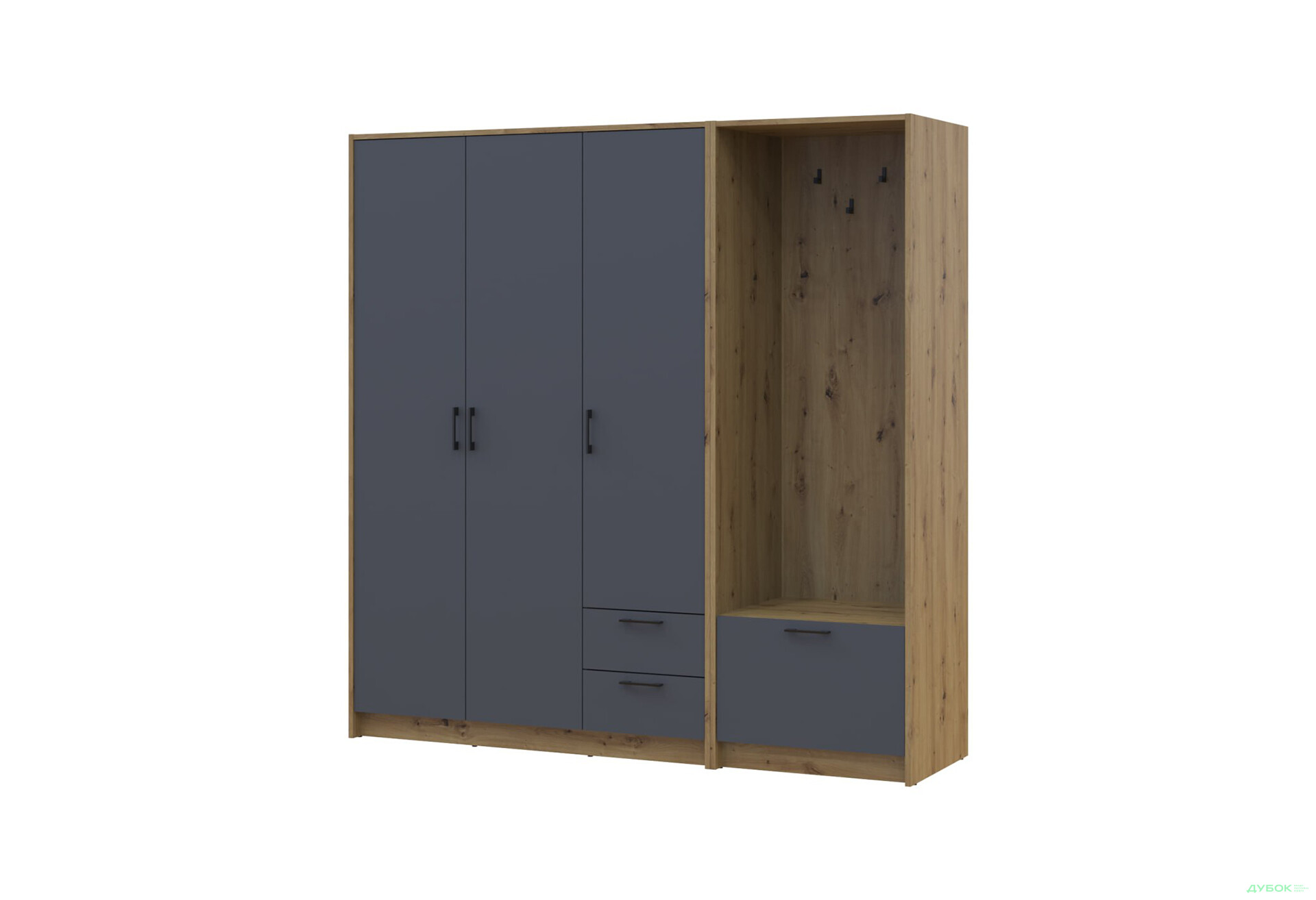 Изображение 1 - Шкаф для одежды 3 ДСП Doros Ронди с вешалкой 181 см Дуб Артизан / Графит
