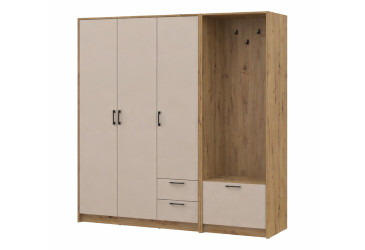 Шкаф для одежды 3 ДСП Doros Ронди с вешалкой 181 см Дуб Артизан / Кашемир