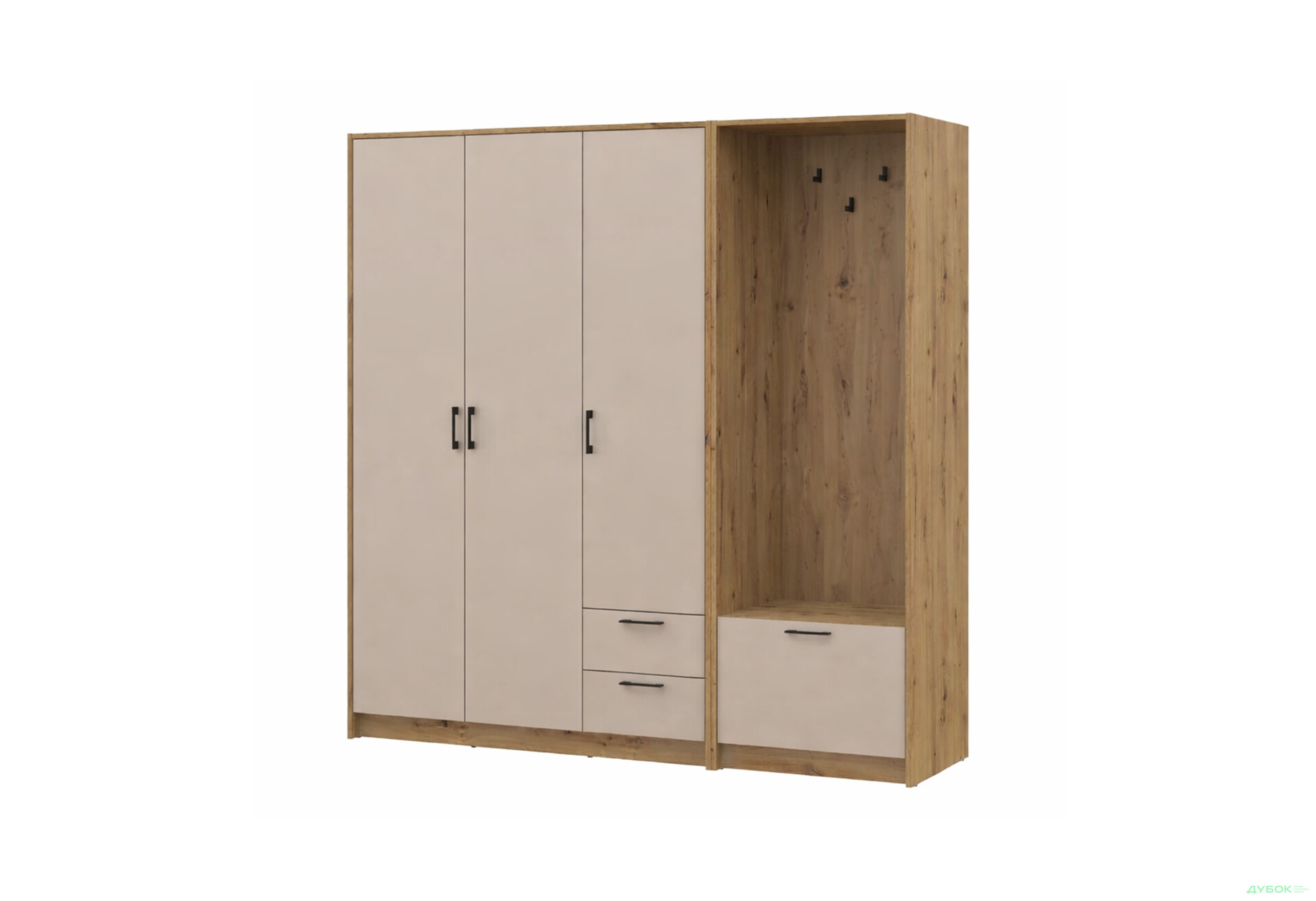 Изображение 1 - Шкаф для одежды 3 ДСП Doros Ронди с вешалкой 181 см Дуб Артизан / Кашемир