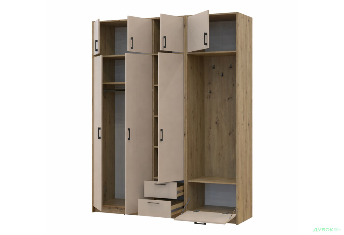 Изображение 3 - Шкаф для одежды 3 ДСП Doros Ронди с вешалкой и антресолью 181 см Дуб Артизан / Кашемир