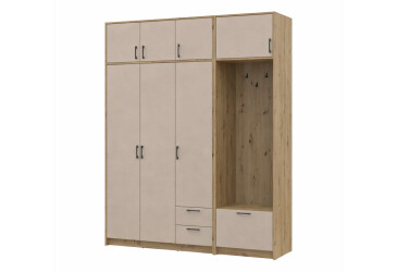 Шкаф для одежды 3 ДСП Doros Ронди с вешалкой и антресолью 181 см Дуб Артизан / Кашемир
