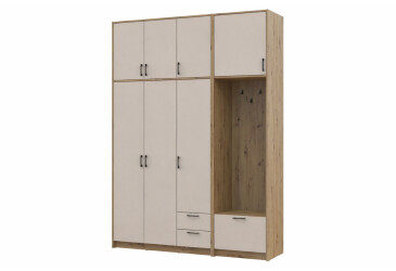 Шкаф для одежды 3 ДСП Doros Ронди с вешалкой и высокой антресолью 181 см Дуб Артизан / Кашемир