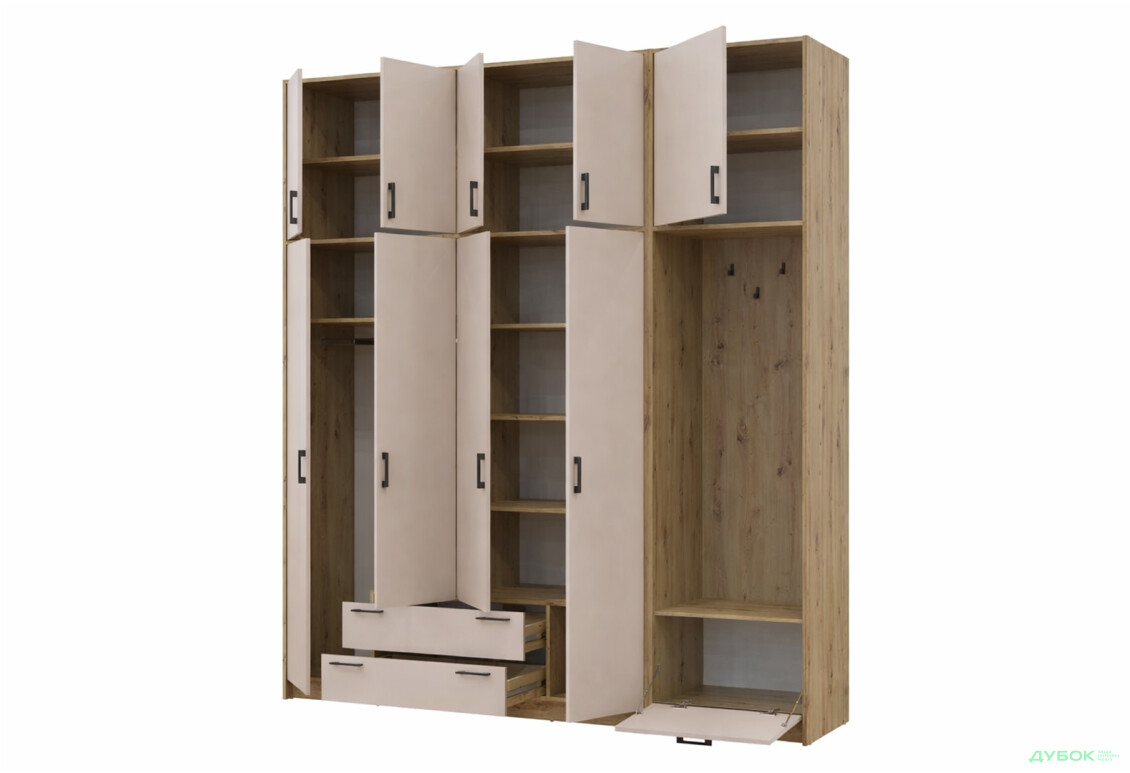 Изображение 3 - Шкаф для одежды 4 ДСП Doros Ронди с вешалкой и высокой антресолью 220 см Дуб Артизан / Кашемир