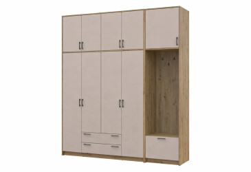 Шкаф для одежды 4 ДСП Doros Ронди с вешалкой и высокой антресолью 220 см Дуб Артизан / Кашемир