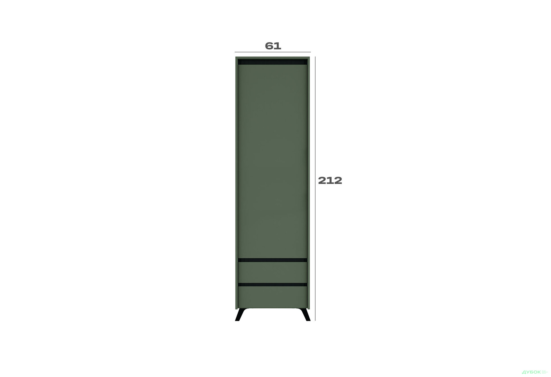 Изображение 3 - Пенал Лаундж / Lounge REG1D2S 62 см, зелёный дымчатый / черный