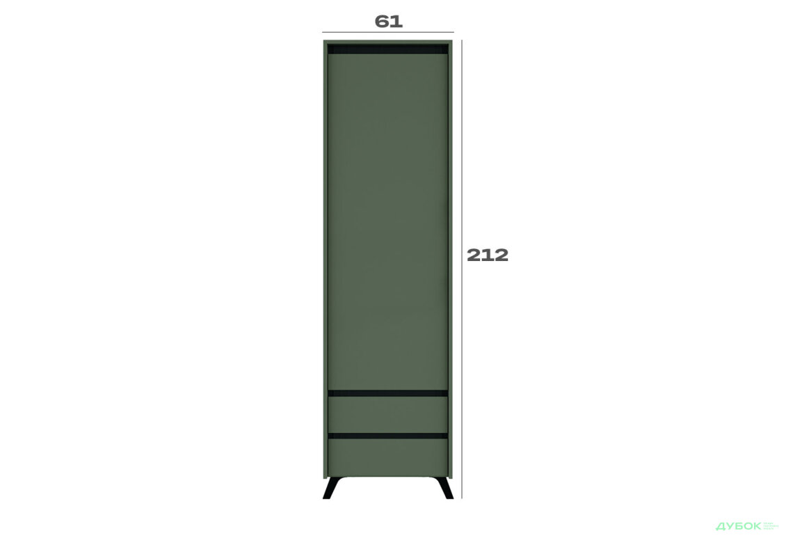 Изображение 3 - Пенал Лаундж / Lounge REG1D2S 62 см, зелёный дымчатый / черный