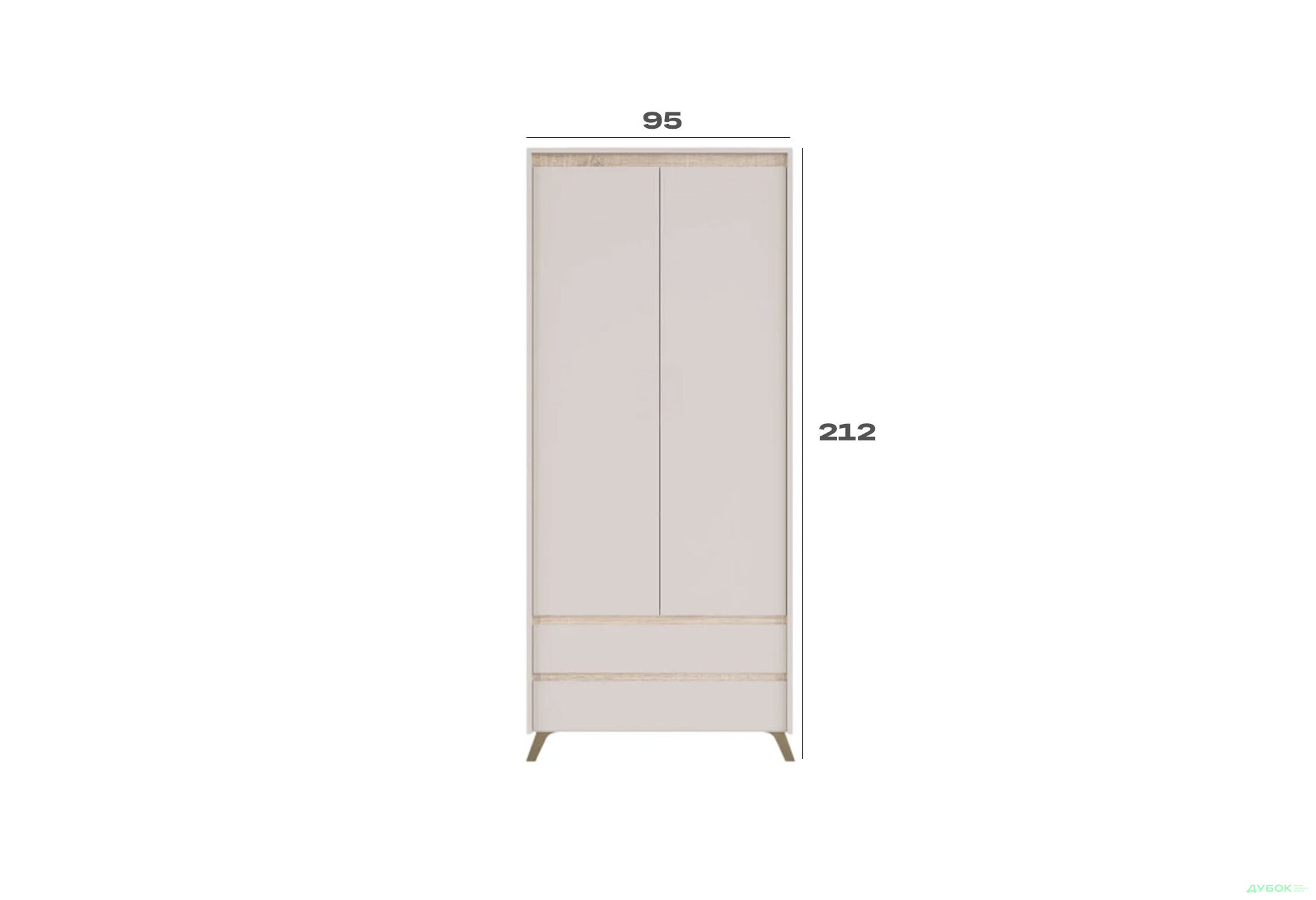 Зображення 3 - Шафа Лаундж / Lounge SZF2D2S 95 см, кашемір / дуб сонома