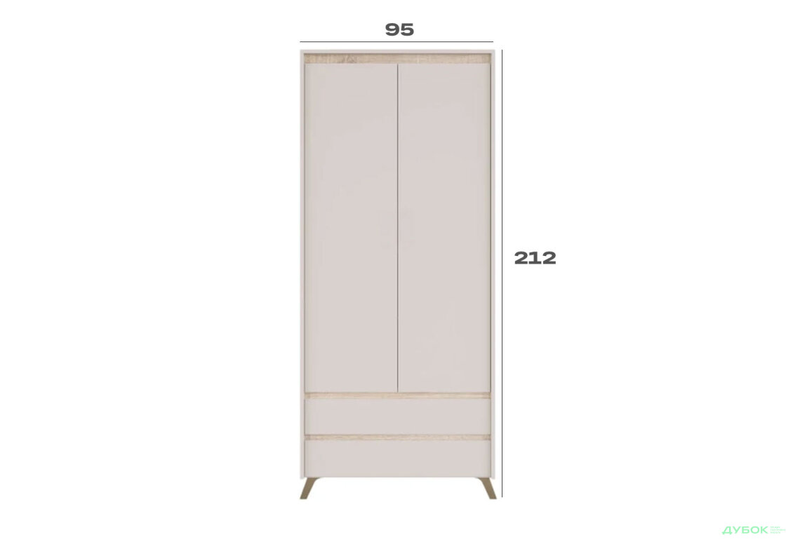 Зображення 3 - Шафа Лаундж / Lounge SZF2D2S 95 см, кашемір / дуб сонома