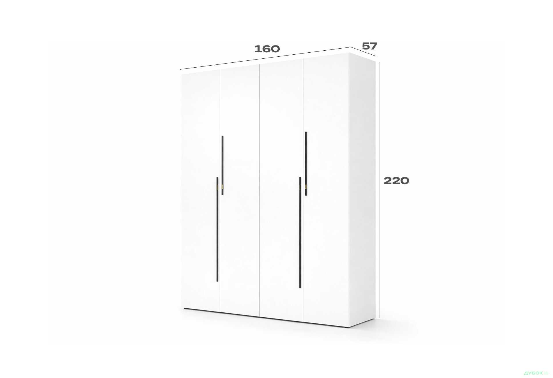 Зображення 3 - Шафа Спейс чотиридверна 160х220х57 см, німфея альба