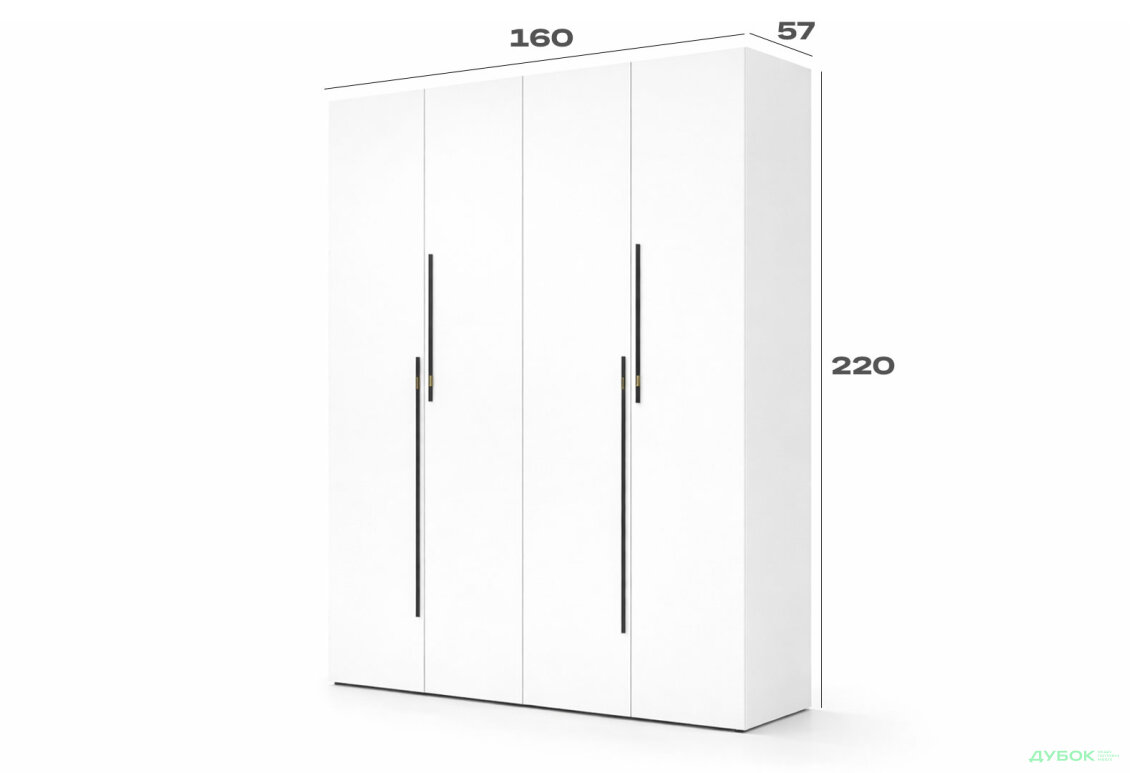 Зображення 3 - Шафа Спейс чотиридверна 160х220х57 см, німфея альба