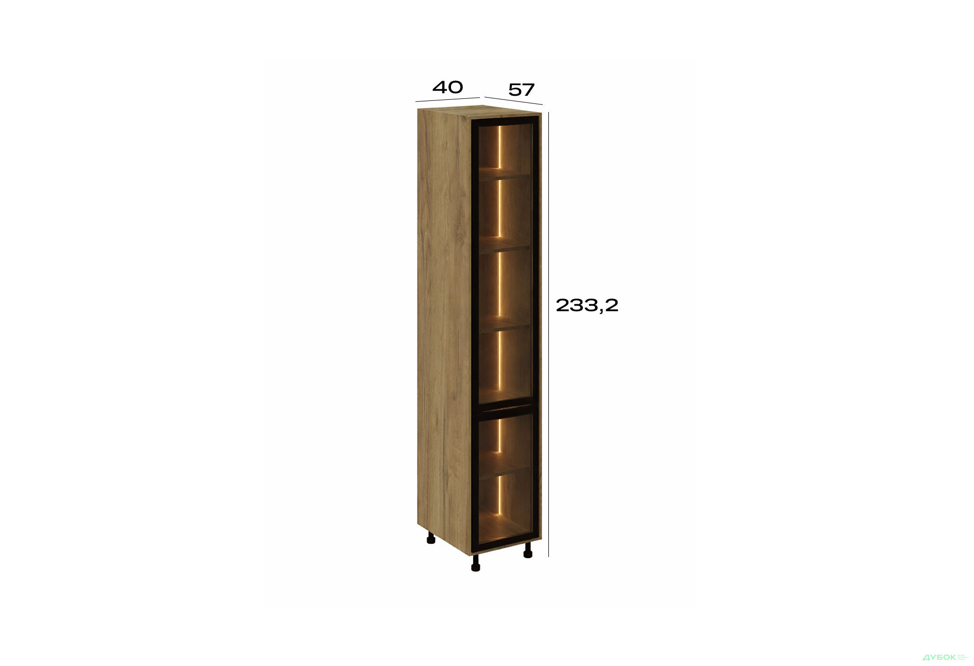 Изображение 3 - Пенал П 40 Ск (920) LED дуб крафт золотой