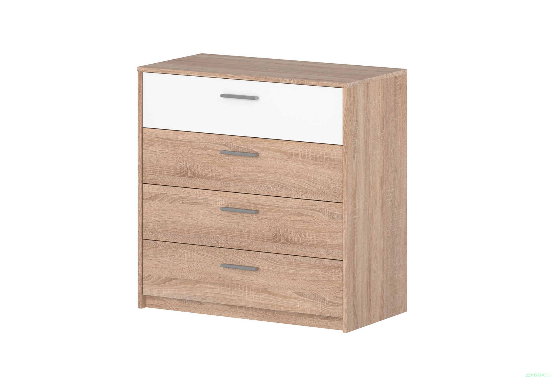 Комод VMV holding Ріко з 4 шухлядами 90 см Дуб сонома/Білий - Зображення 1 Зображення 1 - Комод VMV holding Ріко з 4 шухлядами 90 см Дуб сонома/Білий