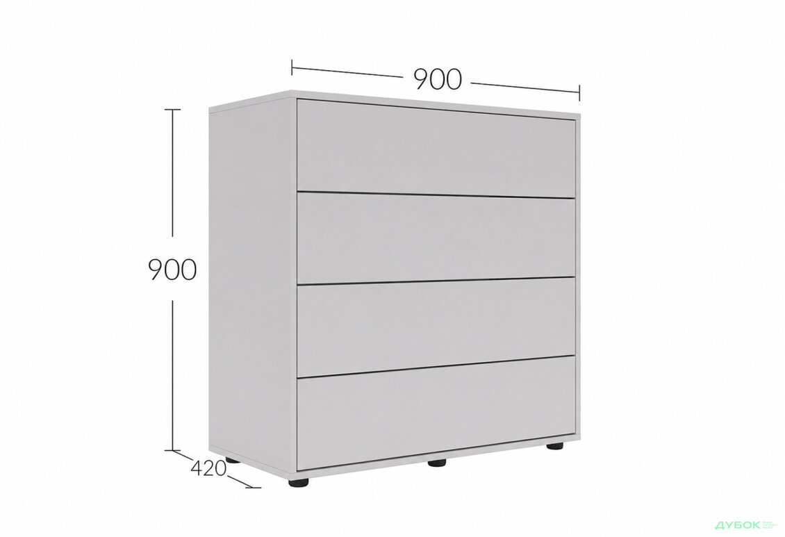Изображение 5 - Комод Соло 90 4Dr (90х90х42) с 4 ящиками 90 см, кашемир