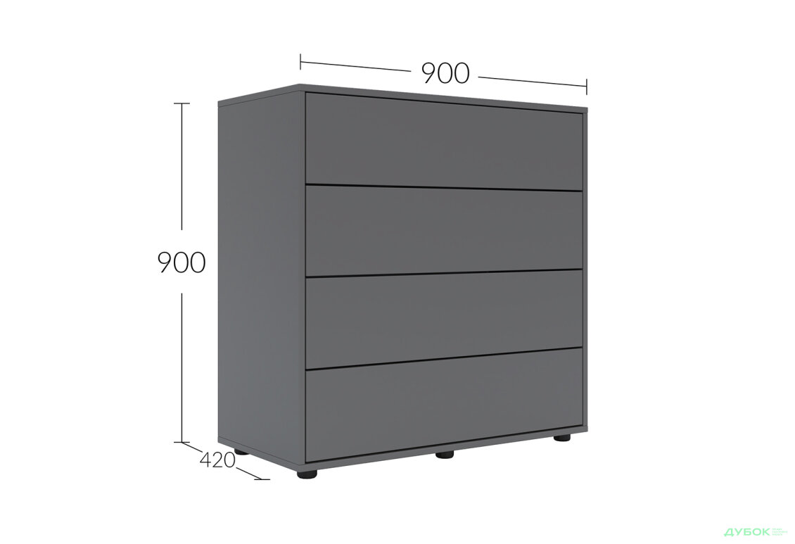 Изображение 5 - Комод Соло 90 4Dr (90х90х42) с 4 ящиками 90 см, графит