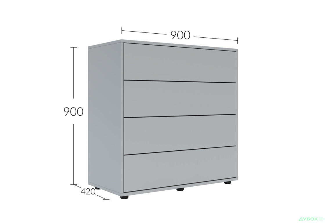 Зображення 5 - Комод Соло 90 4Dr (90х90х42) з 4 шухлядами 90 см, сіра мишка