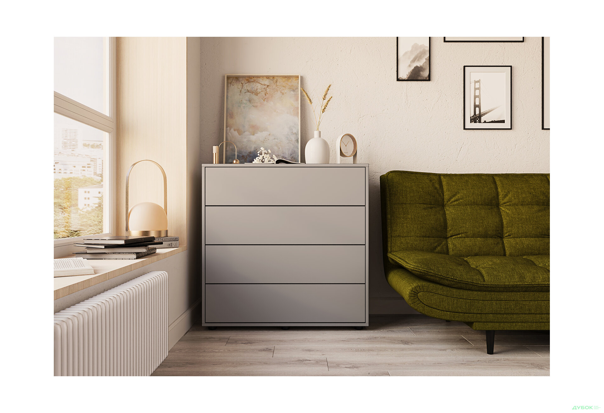 Зображення 2 - Комод Соло 90 4Dr (90х90х42) з 4 шухлядами 90 см, сіра мишка