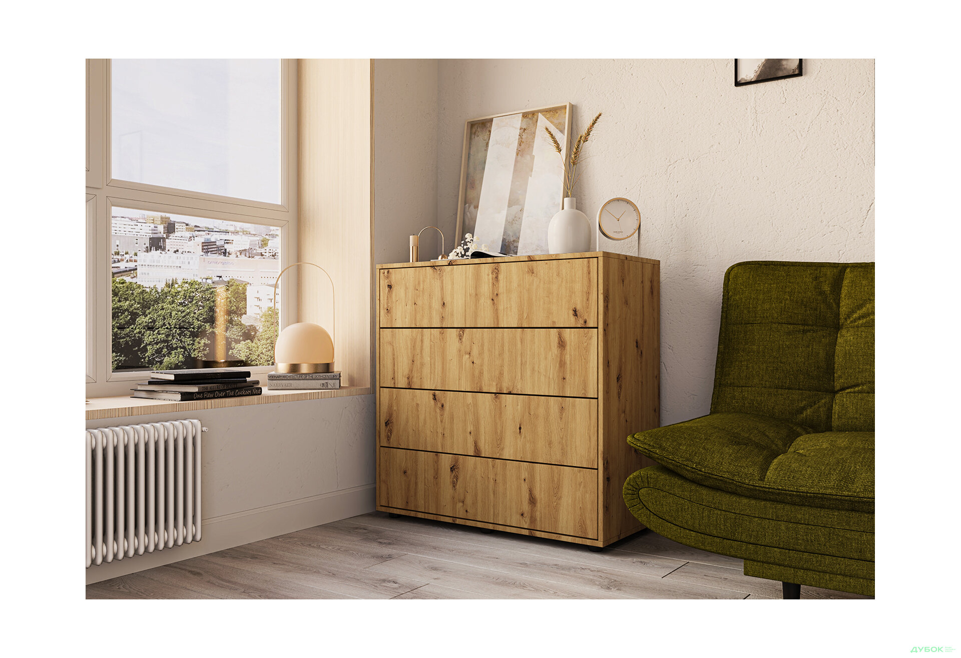 Изображение 4 - Комод Соло 90 4Dr (90х90х42) с 4 ящиками 90 см, дуб артизан